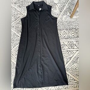 Banana Republic Classic Black Button-Front Midi Dress plus